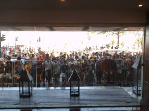 fans outside our hotel